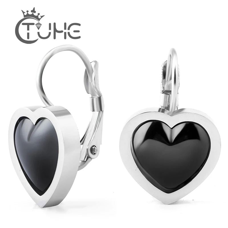 Новые горячие элегантные серьги Huggie сердце из нержавеющей стали уникальные маленькие серьги-гвоздики из керамики для женщин модные ювелирные изделия