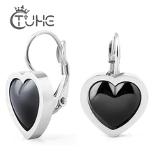 Новые горячие элегантные серьги Huggie сердце из нержавеющей стали уникальные маленькие серьги-гвоздики из керамики для женщин модные ювелирные изделия