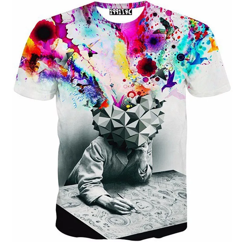 2015 New Fashion 3D T Shirt Men/Women Brand Thinker Print T-Shirt O-Neck For Men Short Sleeve HipHop Harajuku Tshirt Tee | Мужская