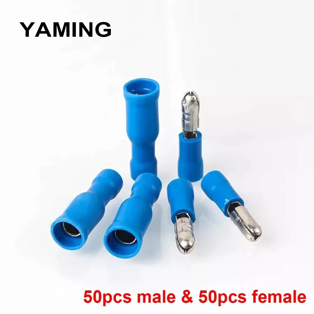 100 Blue Female Insulated Bullet Connector Terminals Crimp electrical cable wire 