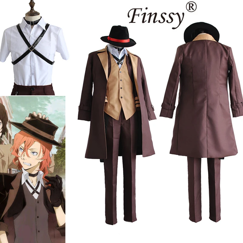 

Chuya Nakahara Cosplay Bungou Stray Dogs Costume Port Mafia Anime Bungou Stray Dogs Jackets shirts Tops pants Costume For Men