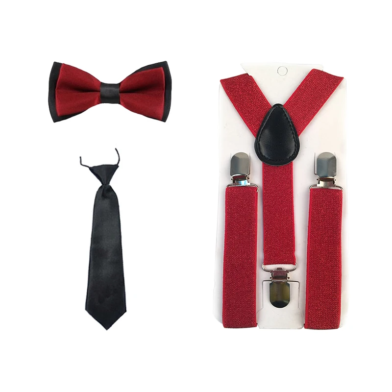 Комплект из 3 предметов для мальчиков и девочек; Детский комплект на подтяжках с бабочкой и галстуком-бабочкой; комплект с подтяжками для свадебной вечеринки; TR0004