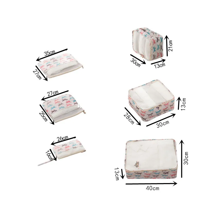 6 шт. дорожный органайзер, кубические компрессионные Чехлы, водонепроницаемая сетка, прочный органайзер для багажа, упаковочные кубики с бюстгальтером, сумка для макияжа обуви