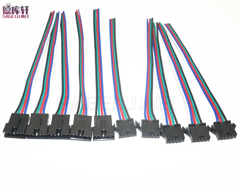 10pairs-20pairs-5pin-RGBW-male-to-female-SM-JST-led-connector-Wire-14cm-Cable-Length-For