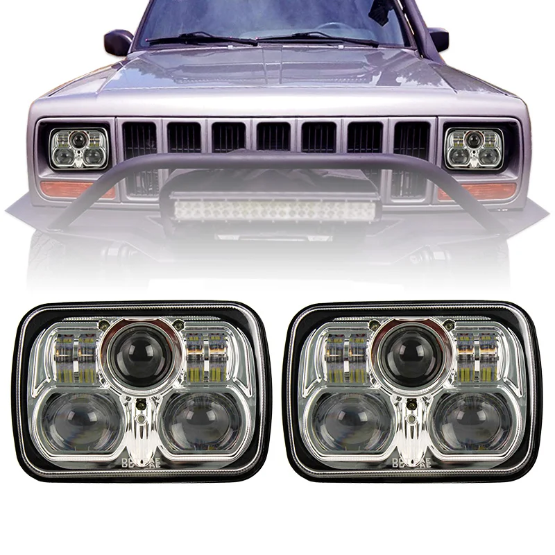 

54W Rectangular Sealed Beam 7X6 Headlights High/Low Beam Chrome LED Headlight Conversion 7X6 Inch LED Headlight