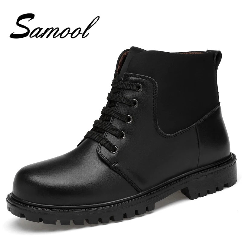 

2018 Winter Man Black Martin Boots Non-Slip Warm Snow Boots Mens Genuine Leather High Help Shoes Plus Big Size Free Shipping Lx5