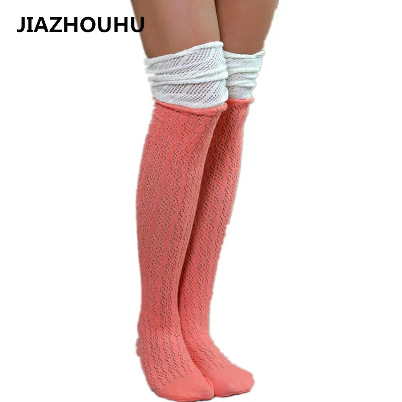 

European Patchwork Lace Sexy Stockings For Boots High School Women's Socks Cotton Compression knee Long Girl's Knee High Socks