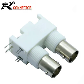 

10pcs/lot Dual BNC Female Jack Right Angle PCB Panel Mount Twin BNC Socket Connector Adapter for CCTV Camera