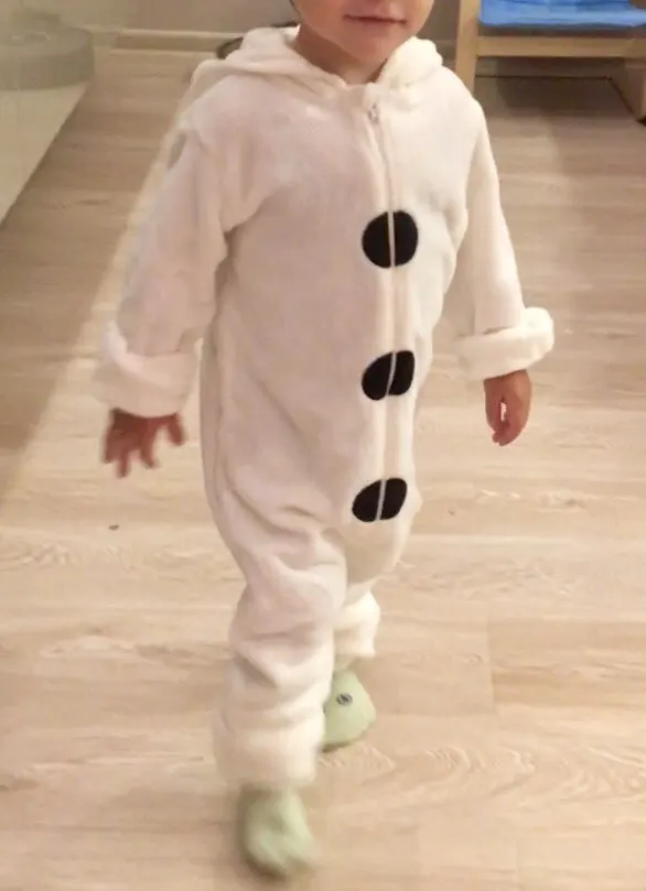  Mingkids Jumpsuits Sleepsuit Pajamas Snowman Costume Cosplay baby boy warm fleece winter pijamas Ro