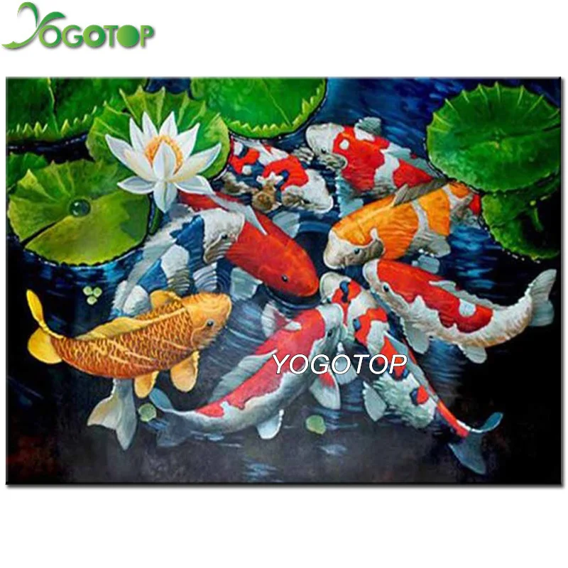 YOGOTOP DIY Алмазная мозаика комплекты лотоса рыбы 5D вышивка крестиком на рисунке