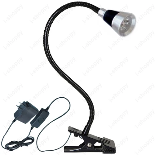 

3W/5W LED Picture Lamp Desk Study Clamp Clip Light Fixture ON/OFF Button Plug Spotlight Black+Silver Shell Aluminum Home Office