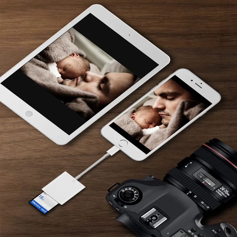 OTG кардридер для Lightning-SD смарт-камеры Адаптер для считывателей для iPhone XR XS X 8 7 iPad Apple iOS9.2 10 11 12 памяти