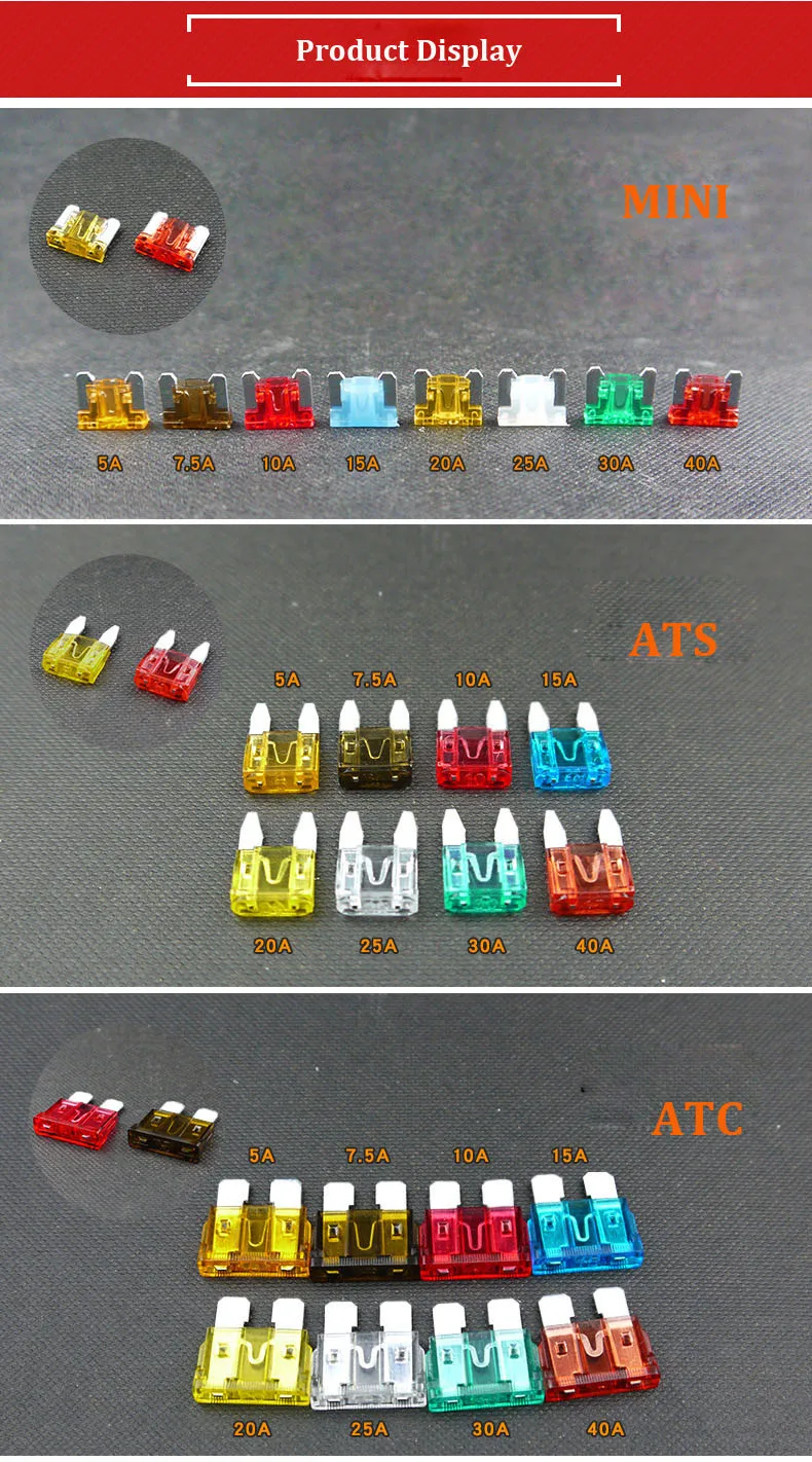 80 шт. Мини АТС ATC предохранители для автомобиля 5A 7.5A 10A 15A 20A 25A 30A 40A Amp с зажимом коробки ассортимент Авто Лезвие тип Предохранитель набор грузовик CHIZIYO