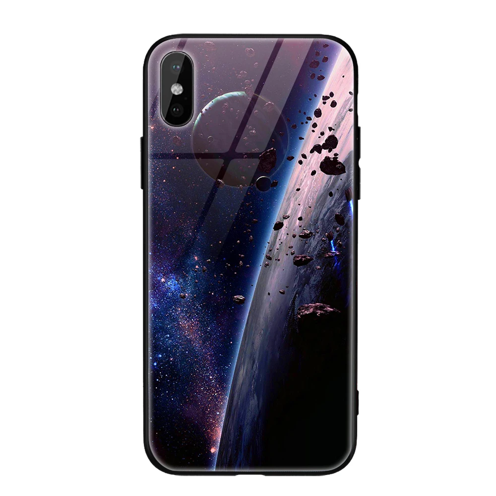 Стеклянный чехол для телефона для iPhone 11X7 8 10 6 s XS Star Space чехол для iPhone 8 7 6 6s Plus X противоударный чехол силиконовый Coque 6 - Цвет: Style 4