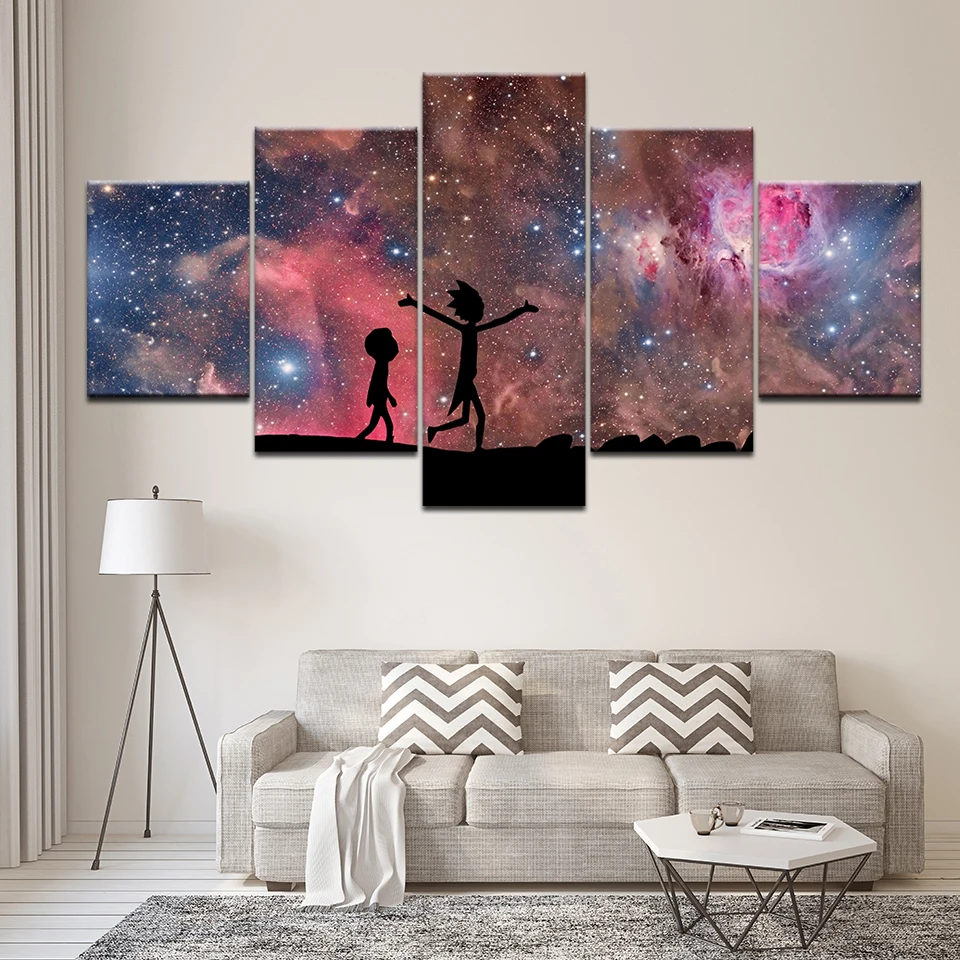 

Canvas Painting Ricky and Morty Cartoon Animation 5 Pieces Wall Art Painting Modular Wallpapers Poster Print Home Decor
