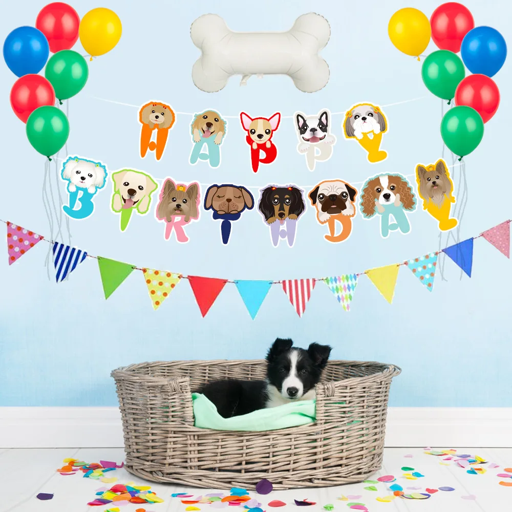 

12 Inch Latex Balloons 5 Meters 13 Birthday Letter Jam Combination Multiple Colors Pet Dog Birthday Theme Balloon Combination