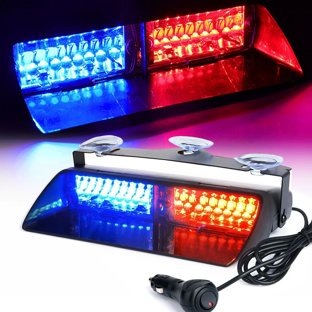 

16 LEDs 18 Flashing Modes 12V Car Truck Dash Emergency Flash Strobe Warning Light Viper Police Signal Lights Red Blue Yellow