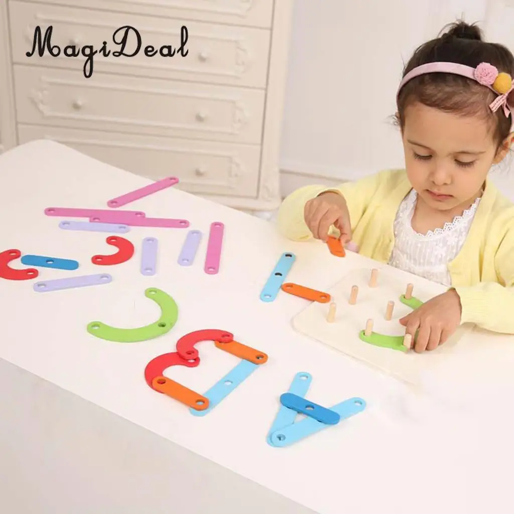 MagiDeal Column Letter Number Wooden Building Blocks Montessori Early Education Toys for Children Baby Toddler Preschool Kids
