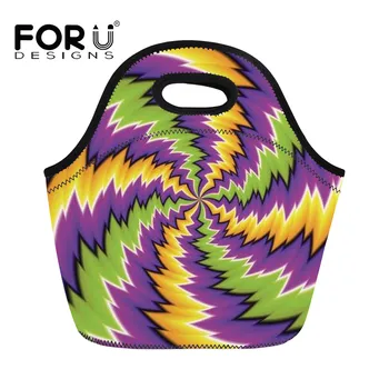 

FORUDESIGNS 2019 Waterproof Lunch Bag for Women Illusion Printing with Zipper for Kid School Food Container Thicken Lancheira