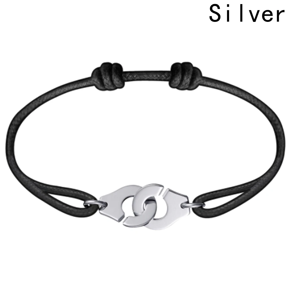 1 Pc Popular Famous Unisex Cool Jewelry Woven Handcuffs Bracelet For Women And Men Rope Bracelet - Окраска металла: SV