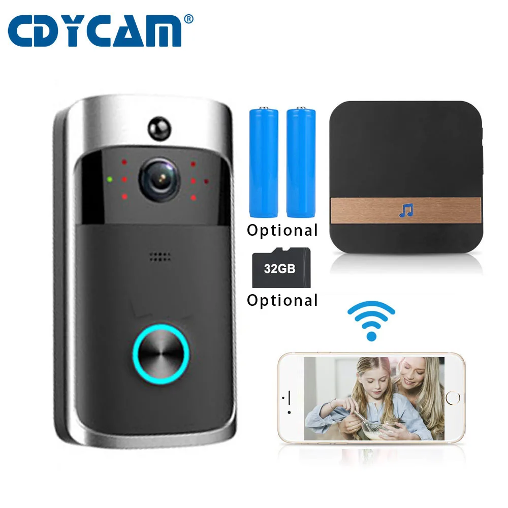 CDYCAM батарея wifi дверной Звонок IP видеодомофон Wi Fi звонок ИК сигнализация 720P