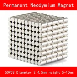 50 шт. цилиндр мини-Диаметр магнита 3*10 мм D4 * 10 мм D4 * 5 мм D5 * 5 мм N35 редкоземельных сильный ndfeb постоянный магнит неодимовый