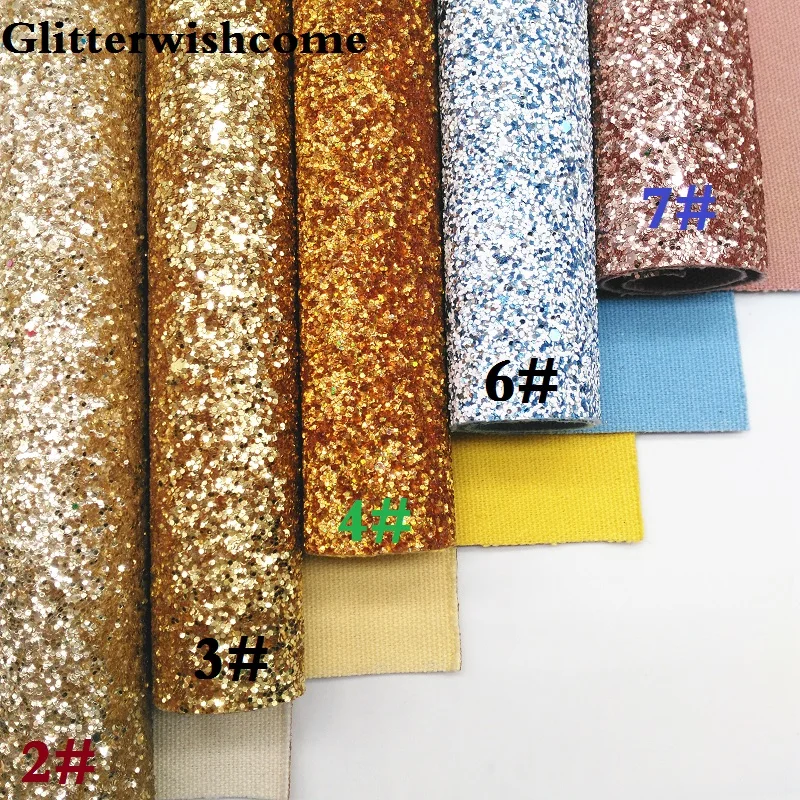 Glitterwishcome 21X29 см А4 Размер синтетическая кожа, Цвет Соответствующие подложке, толстый блеск кожа винил для луков, GM029A