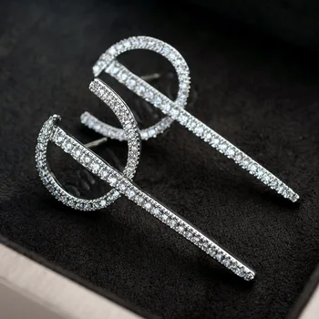 

europe fashion accessories AAA cubic zirconia pave setting stud earring arrow design brincos for women ear jewelry