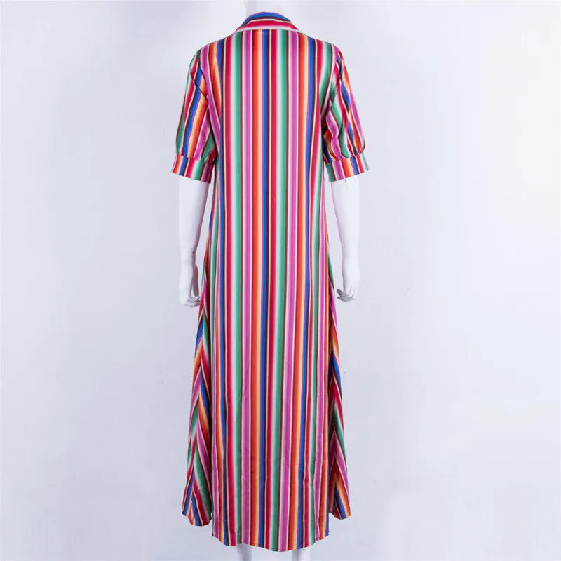 2019 Boho платья женские модные вечерние летние пляжные сарафаны полосатая рубашка Длинное Макси платье женские Vestidos