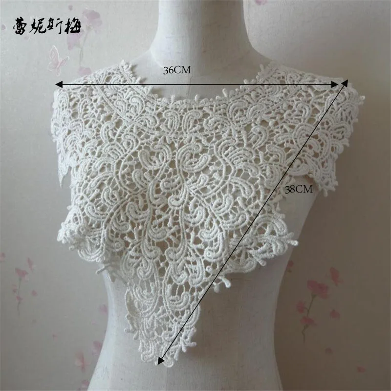

1Pc 3Colors 100% Cotton Fabric Venise Lace Beautiful Flower Applique Lace Collar DIY Craft YL0124-3