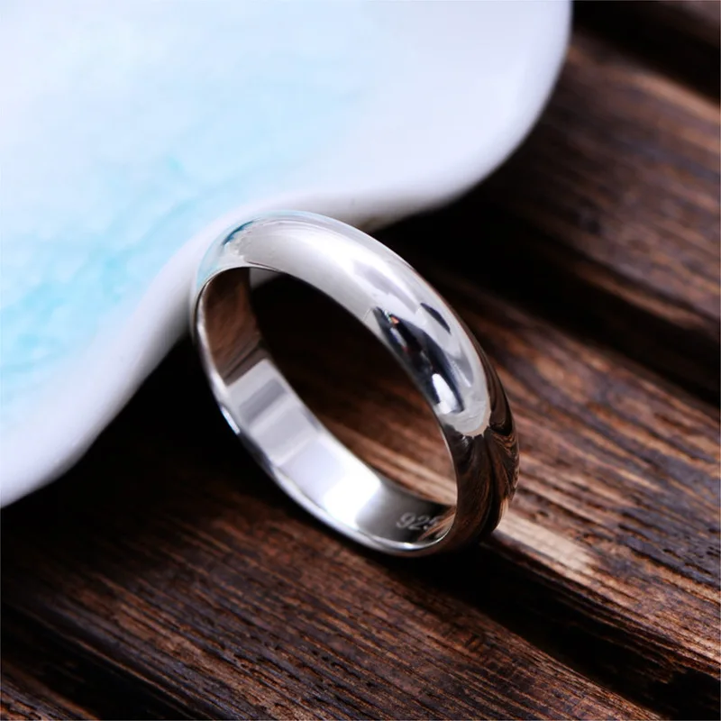 100% Pure 925 Sterling Silver Rings For Women Men Simple Ring Smooth High Polishing Wedding Band Ring For Lovers Couples Gift