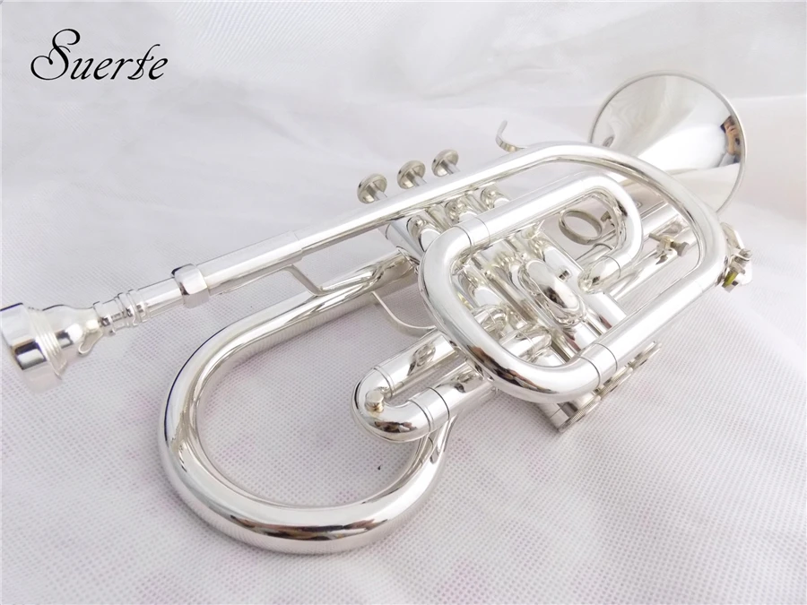 Bb Brass Cornet Trumpet Instrument Silver plated with Case and mouthpiece Musical instruments