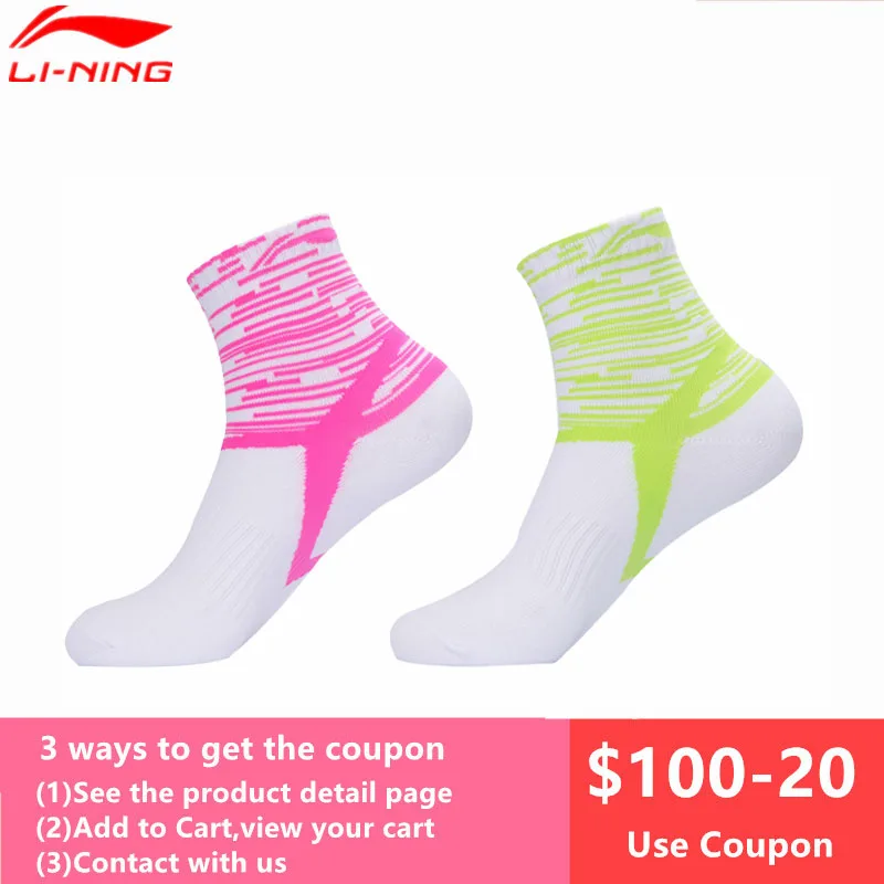 

LiNing Soft Female Badminton Socks Breathable Bottom Thicken Tennis Hiking Sports Sock Antimicrobial Fabric Anti-sthking L629OLC