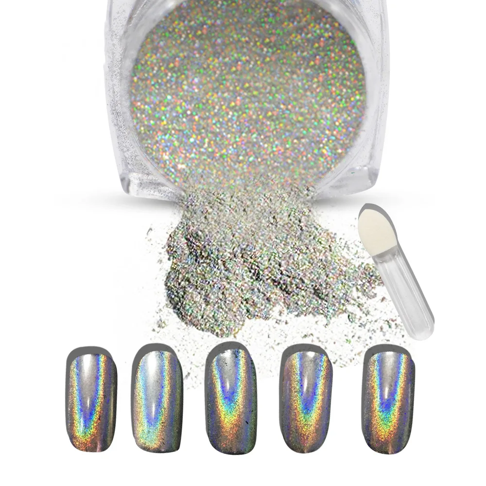 1g/Box nails dip powder Shiny Laser Rainbow Nails Glitter nail Dust