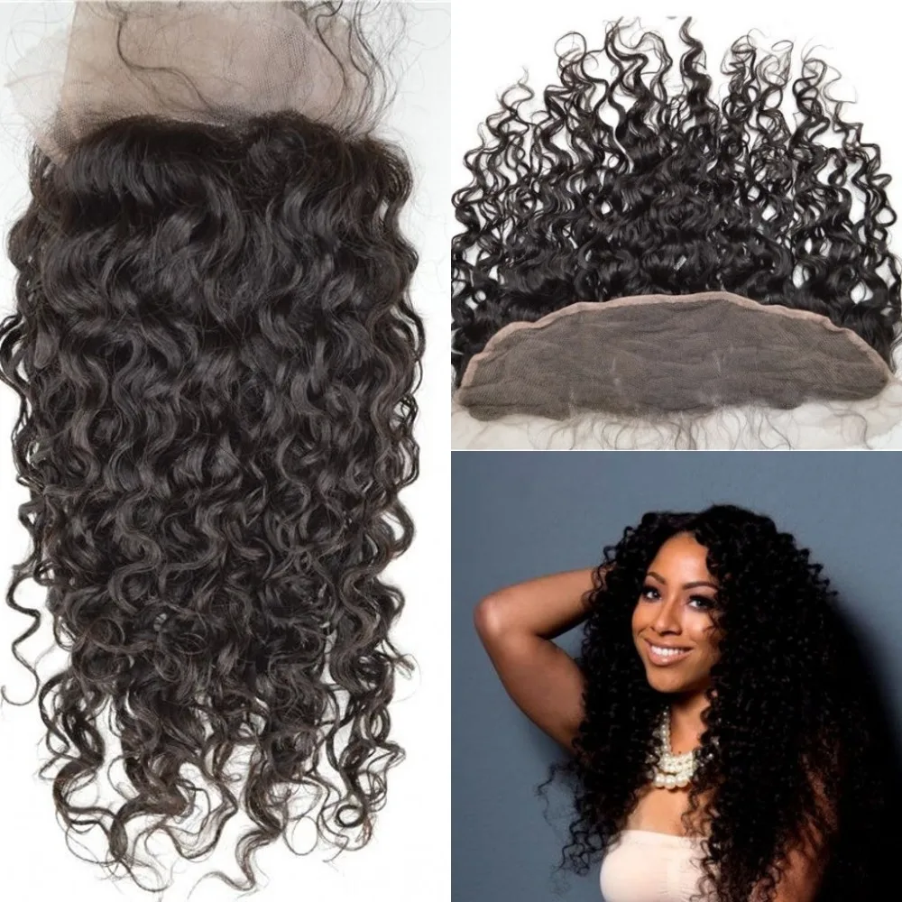 closure 4 x 13 8A Indian wavy hair frontal and lace closure virgin wet