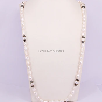 

3 Strands ZYZ179-1166 Cylinder Pearl Fashion Jewelry Nature Pearl Necklace Long Knotted Sweater Necklaces for Women