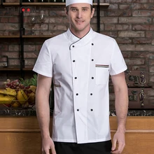 Новая поварская рубашка, куртка, Униформа с короткими рукавами китель повара, двубортное питание, Ресторан общественного питания, кухонные комбинезоны