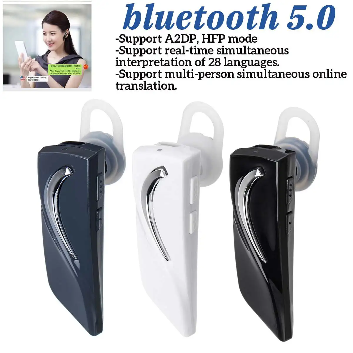 Smart Voice Translator bluetooth Translation HeadsetWireless bluetooth 5.0 Earphone Instant Translator 28 Language