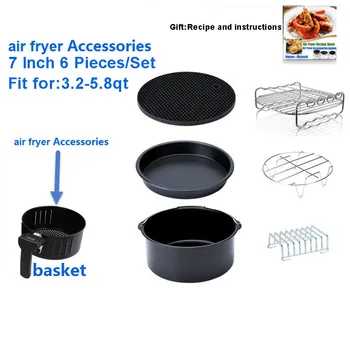 

Air Fryer Accessories 7 Inch for 5.8 qt XL Air Fryer, Set of 6 Pcs, Fit Airfryer 3.2QT to 5.8QT
