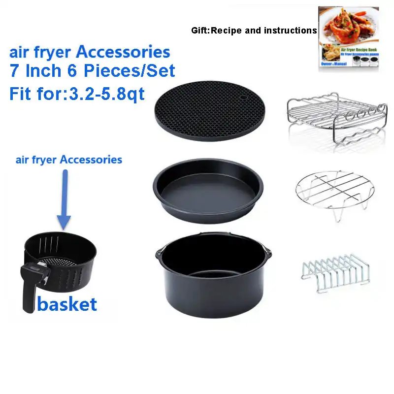 Air Fryer Accessories 7 Inch For 5 8 Qt Xl Air Fryer Set Of 6 Pcs Fit Airfryer 3 2qt To 5 8qt Electric Deep Fryer Parts Aliexpress