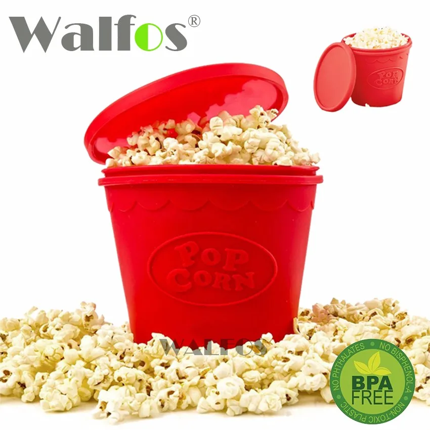 WALFOS пищевой силиконовый контейнер для попкорна DIY силиконовый контейнер для приготовления попкорна в микроволновой печи ведро, как показано по телевизору