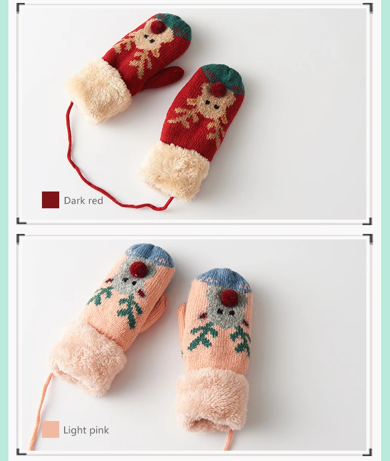 Милые варежки для детей Зимние теплые бархатные толстые детские перчатки теплые перчатки для рук C1923