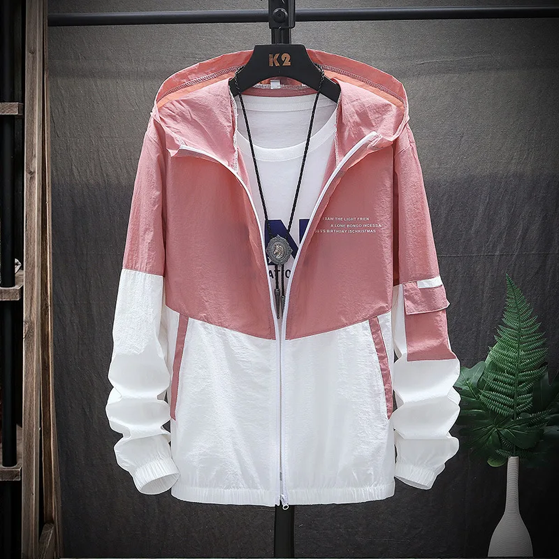 2019 New Slim Hooded Jackets Men New Patchwork Color Block Pullover Jacket Fashion Tracksuit Coat Men Hip Hop Streetwear Jacket