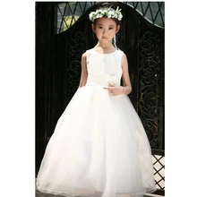 Six couleurs de Fille col rond sans manche solide robe de bal robe pour beaux enfants 4-17 ans YL01
