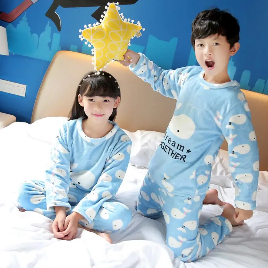 Весенне-Зимние флисовые пижамы для детей от 5 до 14 лет теплая фланелевая одежда для сна домашняя одежда для девочек из кораллового флиса, детские пижамы, домашняя одежда, SYUI - Цвет: model 7