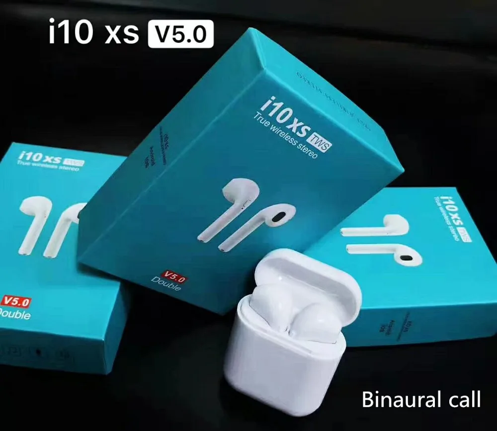 

i10 XS TWS Wireless Bluetooth 5.0 Earphones Binaural call Earbuds Stereo With Charging Box Mic For Iphone Samsung Xiaomi