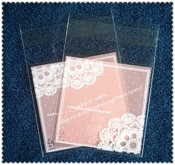 100 шт./лот маленькое печенье упаковка 7x7 см розовая кружевная обертка для кекса пакеты пластиковая упаковка самоклеющиеся пакеты