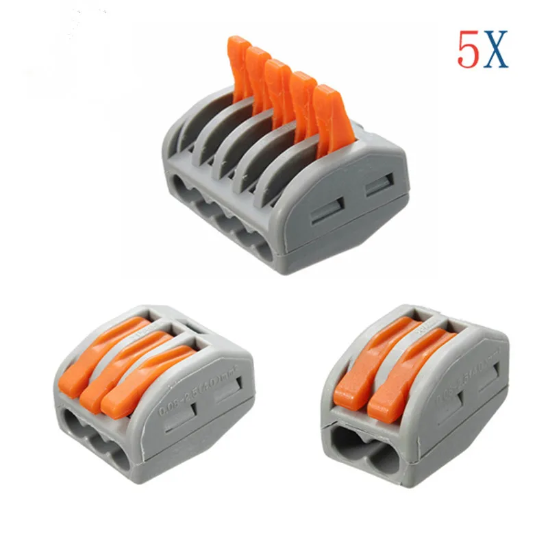 

High Quality 5pcs ET25 2/3/5 Pins Spring Fast Push Terminal Block Electric 32A Cable Wire Connector