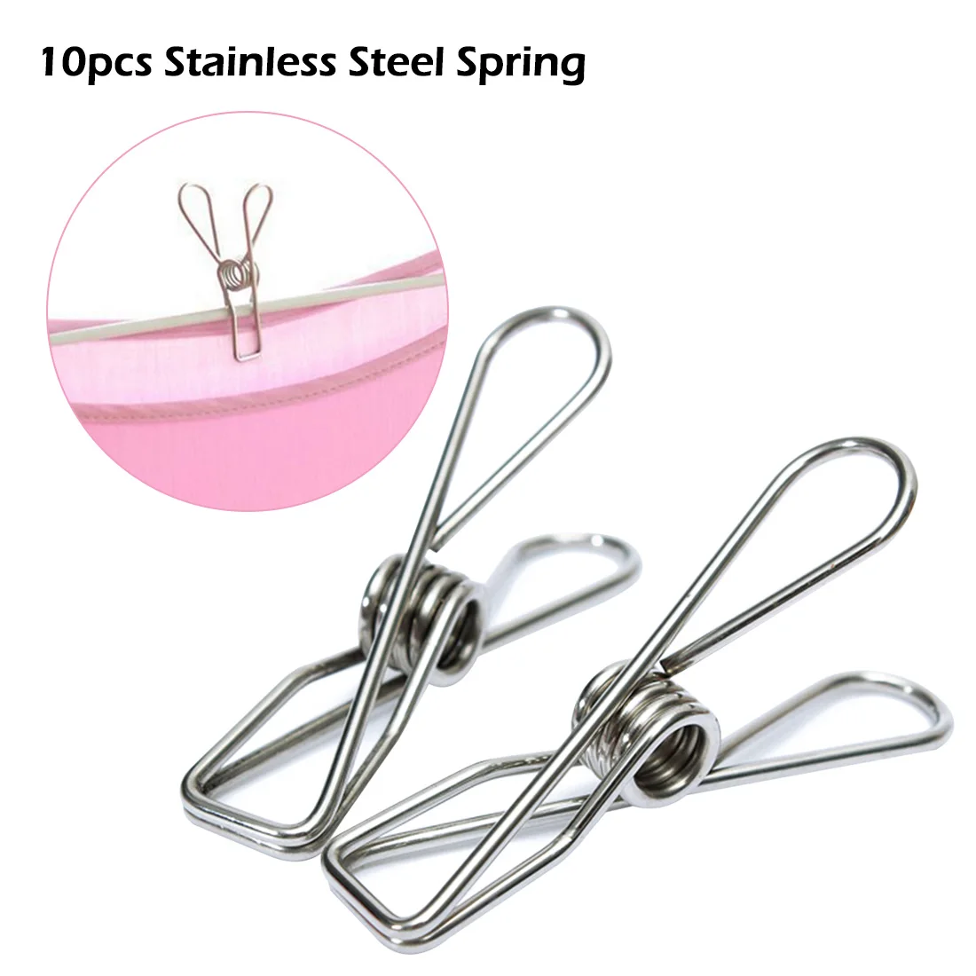 

Best Sale High Quality 10pcs Stainless Steel Spring Clothes Socks Hanging Pegs Clips Clamps Laundry