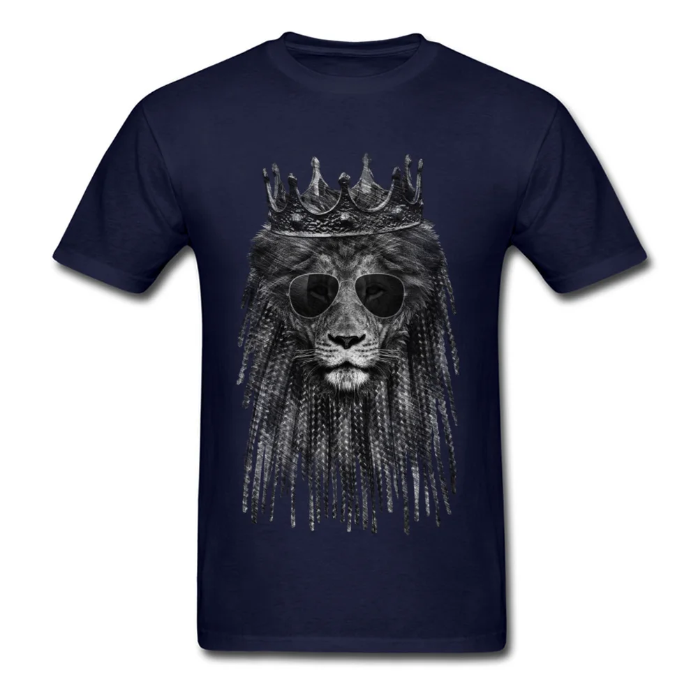 LION is KING Top T-shirts for Men Unique Summer Fall Tops Tees Short Sleeve Coupons Casual Tee Shirt O-Neck 100% Cotton LION is KING navy